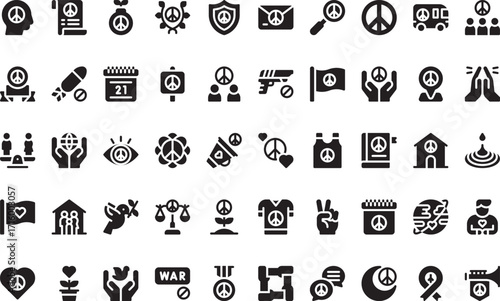 Peace and social harmony Icons Modern Illustration Symbol Design Template for Web and Mobile UI. Editable Stroke Pictogram for Business Projects and Apps.
