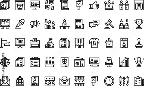 Politics and elections- Icons Modern Illustration Symbol Design Template for Web and Mobile UI. Editable Stroke Pictogram for Business Projects and Apps.