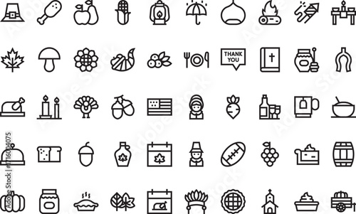 Thanksgiving and autumn decorations Icons Modern Illustration Symbol Design Template for Web and Mobile UI. Editable Stroke Pictogram for Business Projects and Apps.