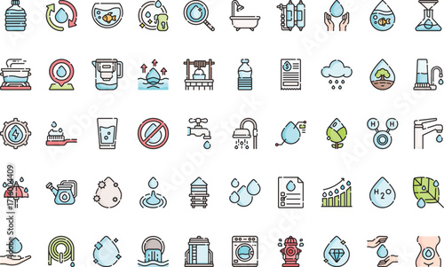 Water conservation and management Icons Modern Illustration Symbol Design Template for Web and Mobile UI. Editable Stroke Pictogram for Business Projects and Apps.