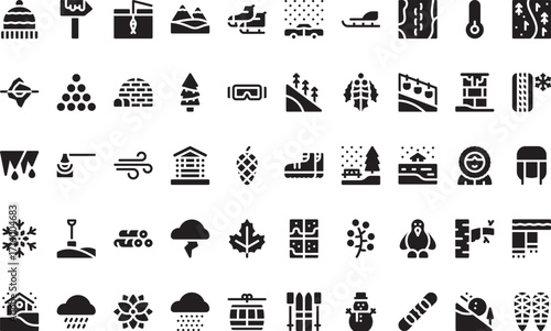 Winter sports and activities Icons Modern Illustration Symbol Design Template for Web and Mobile UI. Editable Stroke Pictogram for Business Projects and Apps.