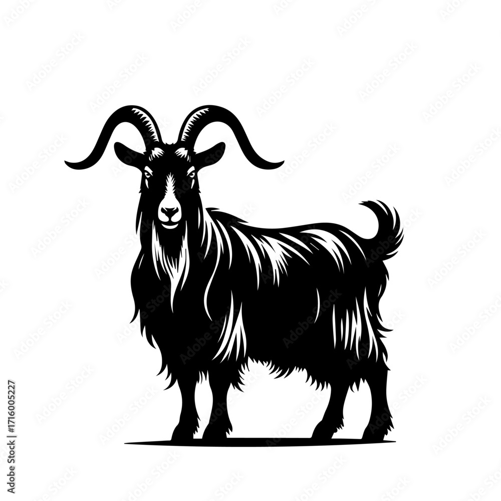 Fototapeta premium Majestic Goat Vector Illustration – Farm and Wildlife Animal Design