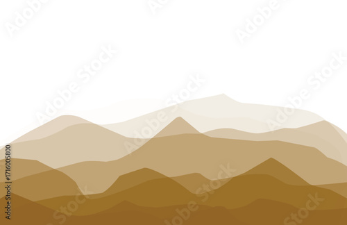 foggy mountains silhouette brown color.eps