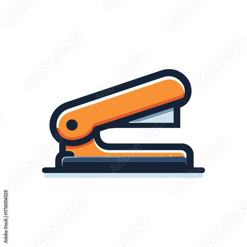 Colorful stapler on a clean desk with papers nearby
