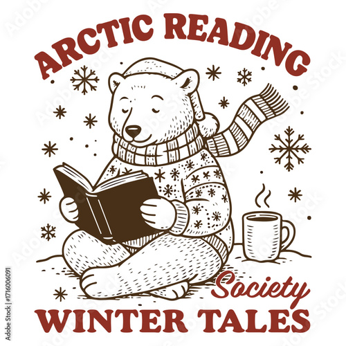 arctic reading society winter tales - Holiday TShirt Design, funny Christmas Shirt Vector, Christmas Vibes, Family Xmas Saying, Merry Christmas clipart, Winter Graphic

