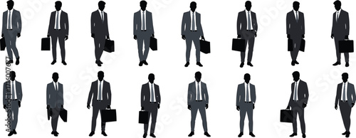 Businessmen silhouettes, corporate professionals, office executives, walking managers