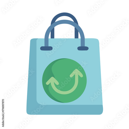 Eco-friendly shopping bag with recycling symbol, sustainable design, green lifestyle concept
