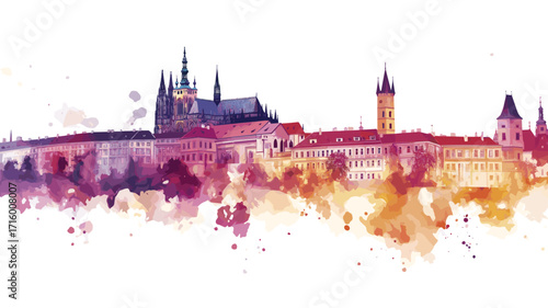 Prague Castle. Prague Castle watercolor vector illustration