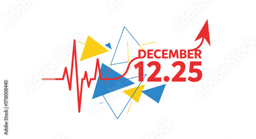 December 25th business growth forecast with upward trending arrow and vibrant geometric shapes to illustrate strategic financial planning, Generative AI.
