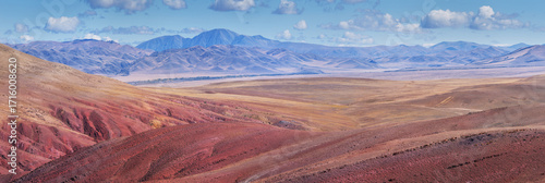 Dry Mongolian landscapes of the south of Altai, panoramic view	