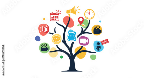 Grow your business with strategic planning and online marketing ideas using this vibrant tree graphic to represent growth and opportunity, Generative AI.
