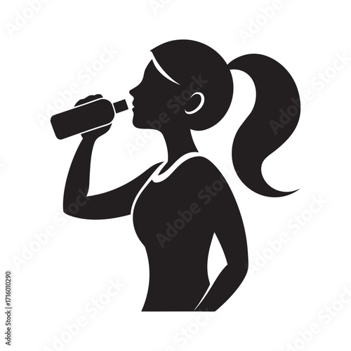 silhouette of a woman drinking water
