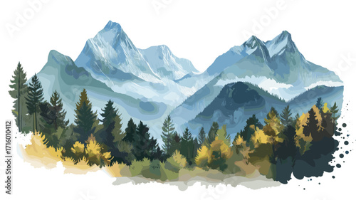 Triglav National Park. Triglav National Park watercolor vector illustration
