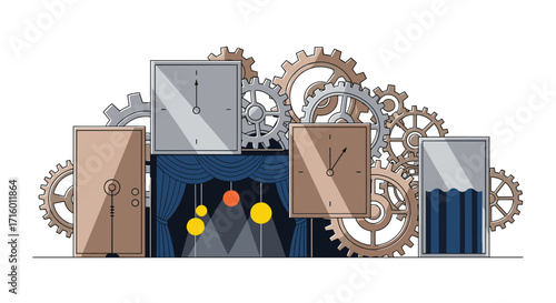 Explore the inner workings of time with this intriguing clockwork design perfect for adding a touch of whimsical innovation to any project, Generative AI.