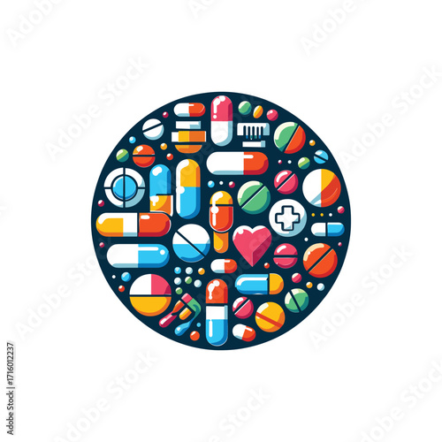 Colorful assortment of pills and capsules on display