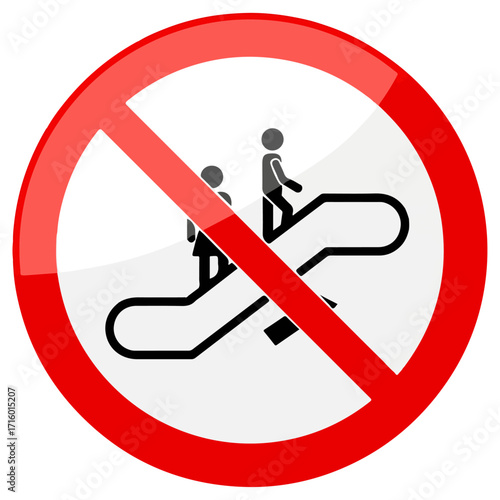 Escalator Prohibition Sign - No Walking or Standing Allowed.
