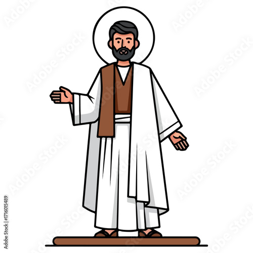 Saint Peter Illustration Depicting Religious Figure in White Robes.