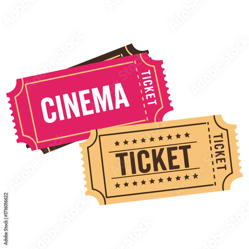 Colorful cinema tickets for movie entertainment and leisure activities.
