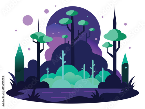 Neon Glowing Plants and Mysterious Creatures in an Otherworldly Forest