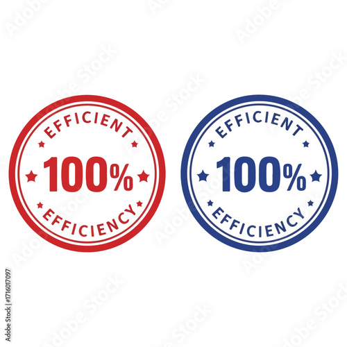 Efficiency Badges Demonstrating 100 Percent Performance and Achievement.