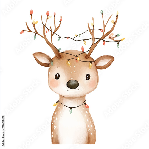 Charming Christmas reindeer adorned with festive holiday lights and cheerful spirit.