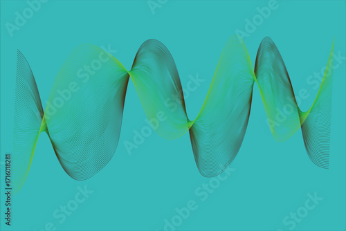 Abstract flowing lines with gradient colors on teal background blue bright