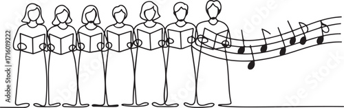 Choir Singing Continuous Line Drawing Vector Illustration Performance