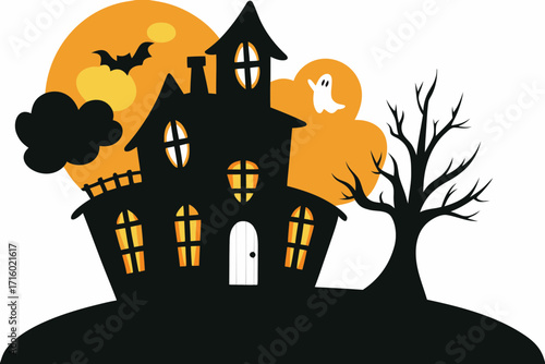 halloween background with haunted house
