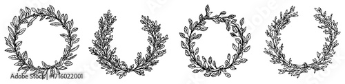 Collection of Hand Drawn Laurel Wreath Illustrations