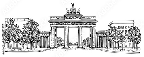 Brandenburg Gate Landmark in Berlin A Detailed Drawing