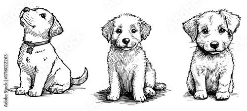 Hand Drawn Sketches of an Adorable Puppy