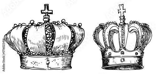 Hand Drawn Royal Crown Vector Set