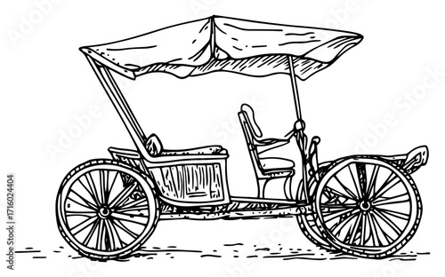 Vintage Rickshaw Carriage a Hand Drawn Transport Sketch