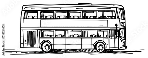 London Double Decker Bus Hand Drawn Sketch Vector Transportation Icon
