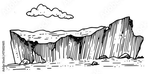 Hand Drawn Iceberg Landscape an Arctic Scenery Sketch