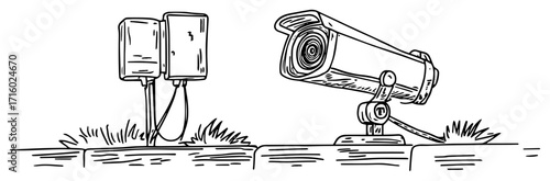 Hand Drawn CCTV Security Camera Doodles