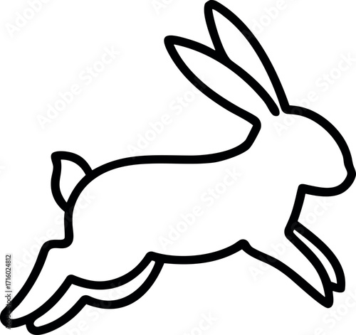 Rabbit one line art emblem design