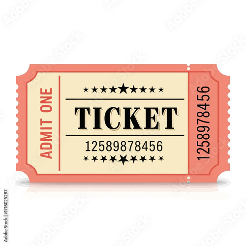 Vintage Style Admission Ticket With Stars And Numbers For Events And Entertainment Purposes