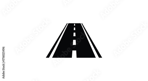 Simple black and white illustration of a straight road vanishing point