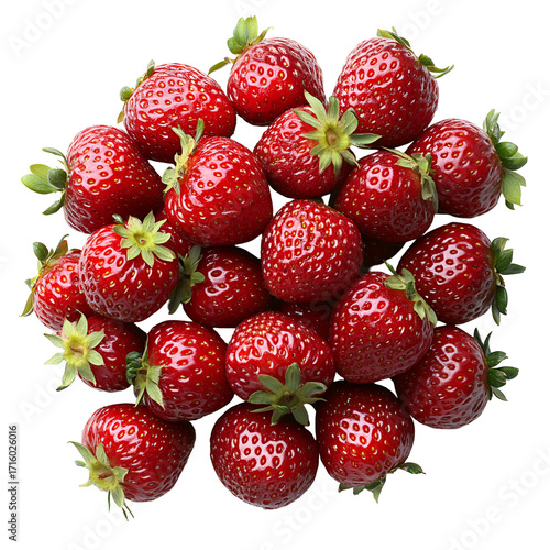 Close up fresh strawberries clustered together