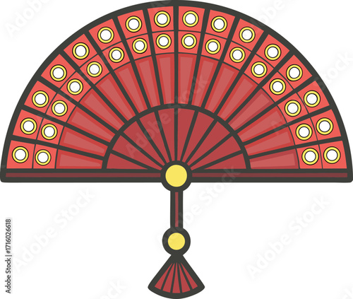 Folding fan colorful vector icon