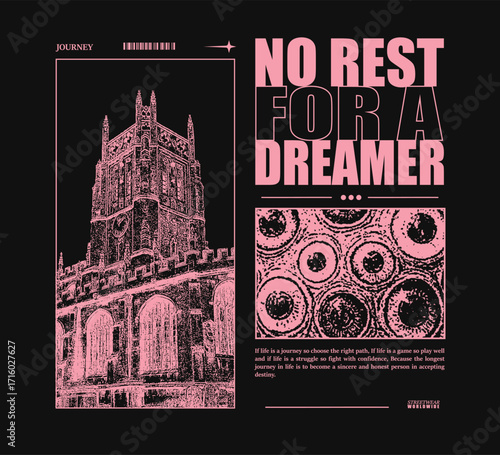 Futuristic vector illustration of dreamer slogan artwork, retro and modern, streetwear graphic design for t-shirt print design template.