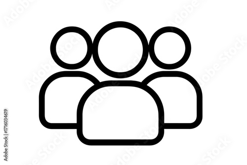 Simple group of people line icon. Teamwork and collaboration symbol. Users, community, or audience pictogram. Business team meeting or social network vector sign for web and app.