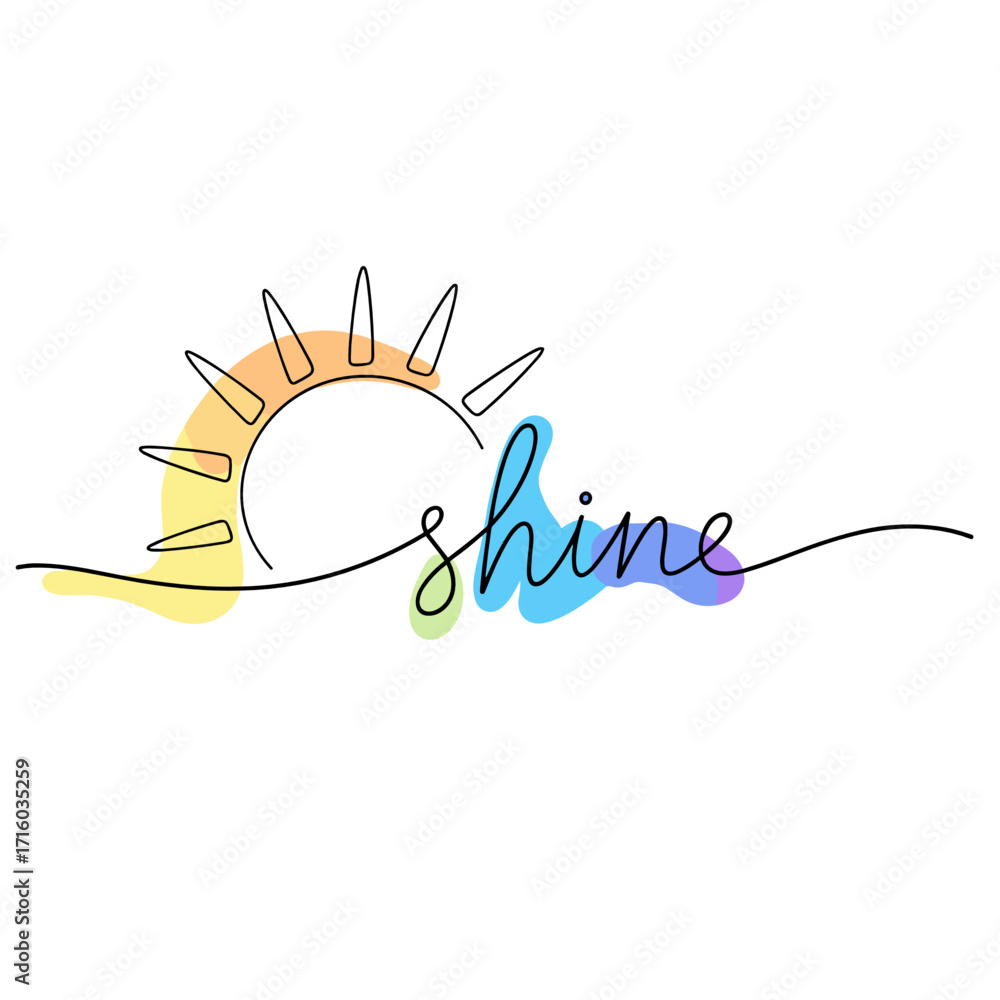 Obraz premium Illustration of a sun with the word shine beautifully integrated in a vibrant colorful design