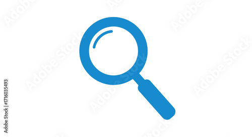 A vibrant blue magnifying glass icon, symbolic of search and discovery.