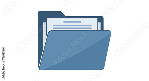 Illustration of a blue folder with a document inside, representing file management and organization.