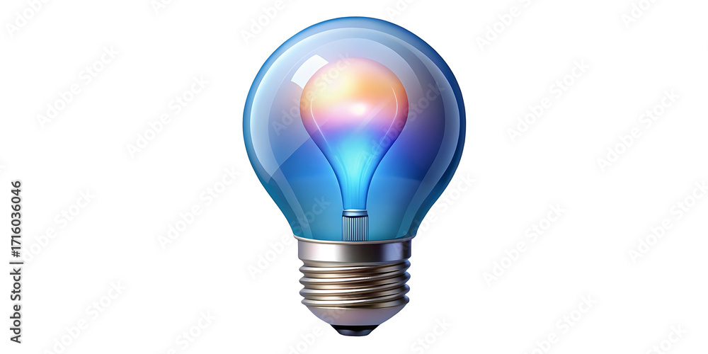 Fototapeta premium A stylized blue lightbulb with glowing core representing ideas and innovation