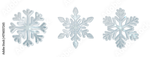Crystal ice snowflake PNG. Transparent frozen glass Christmas decoration isolated. Winter New Year vector design
