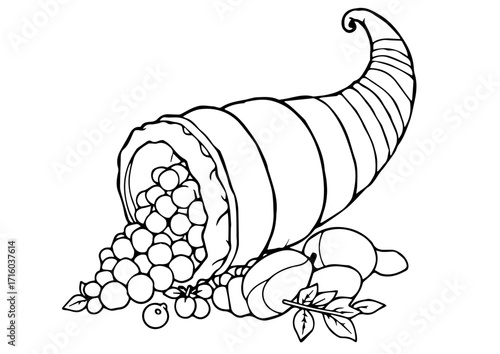 Cornucopia filled with fruits and vegetables for thanksgiving day  