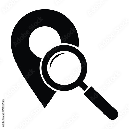 Location Pin with Magnifying Glass Icon Vector for Map Search